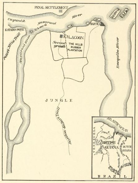 Map of the Tropical Research Station's general field of work. From Tropical Wild Life in British Guiana (1917).